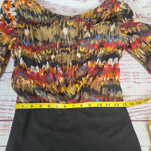 Aryn K Bodycon Mini Dress with Silk Top S Pleated High Neck Fitted Skirt Party - Picture 11 of 15